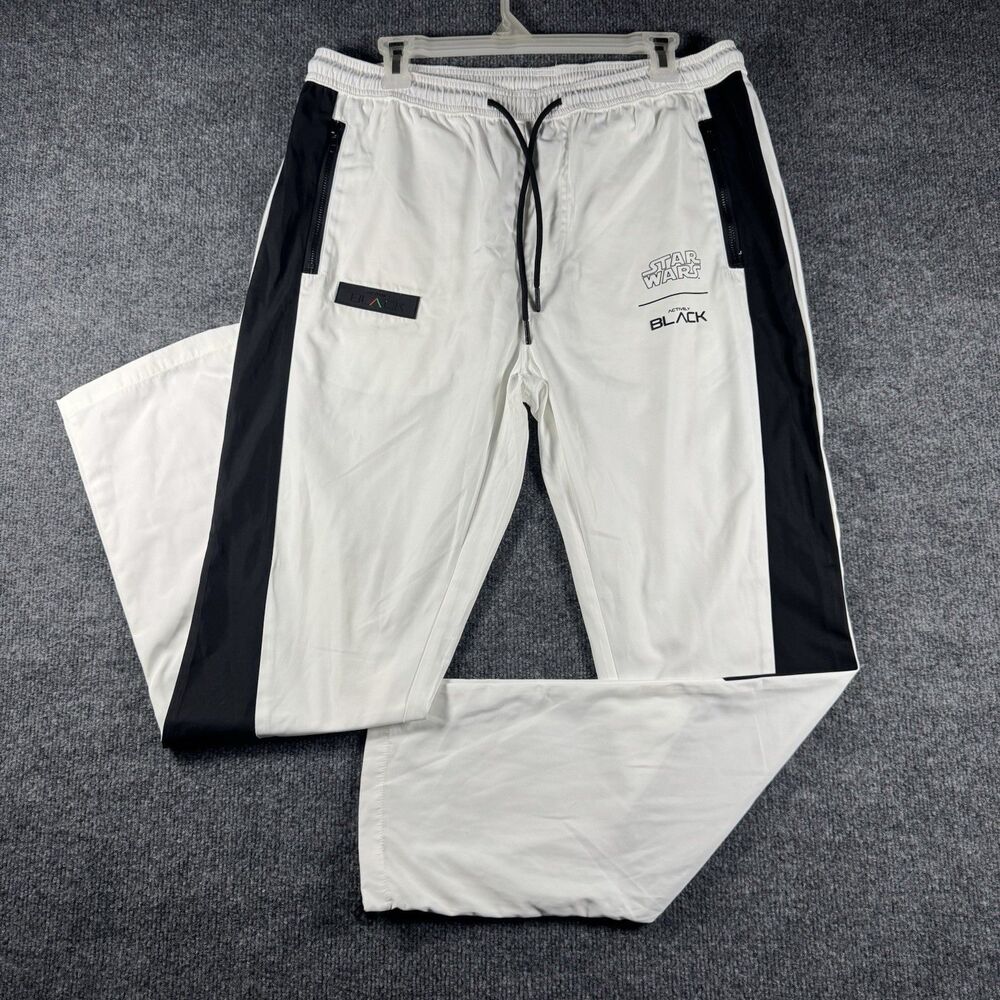 Actively Black X Star Wars Collaboration White Pants Stretch Waist Size 34